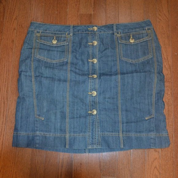 Lane Bryant Sz 22 Cotton Blend Button Front Skirt